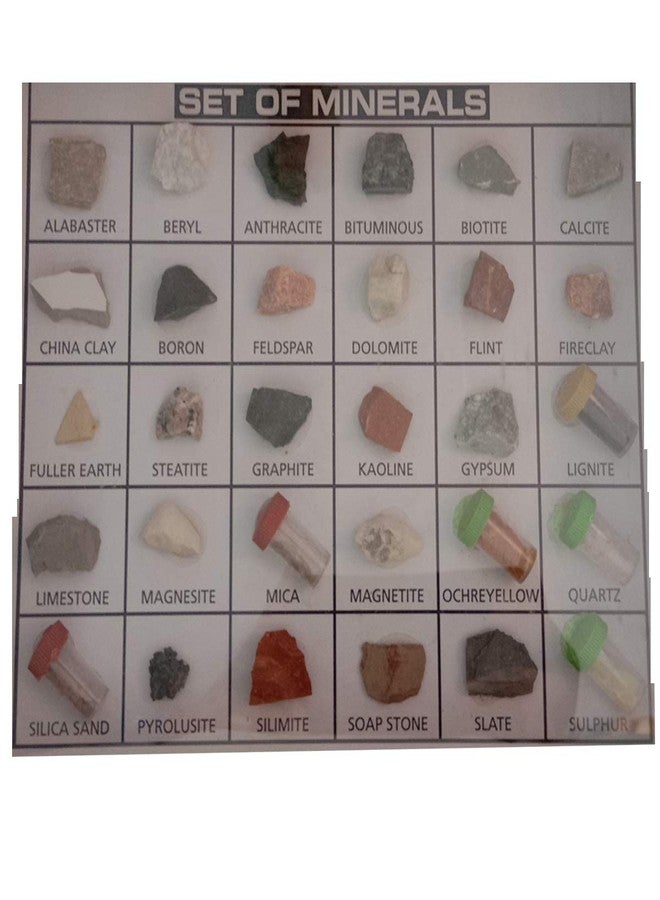 SquareDrop Set of Minerals with All Minerals Samples in Wooden Box - Chemistry - Physics Teaching Hands-On Tools for Students and Teachers - Image 3